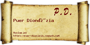 Puer Dionízia névjegykártya